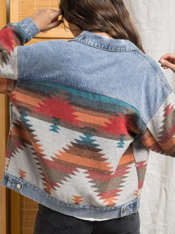 Blue Zone Planet | Retro loose lapel denim jacket BLUE ZONE PLANET