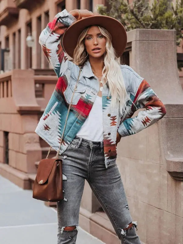Blue Zone Planet | Retro loose lapel denim jacket BLUE ZONE PLANET