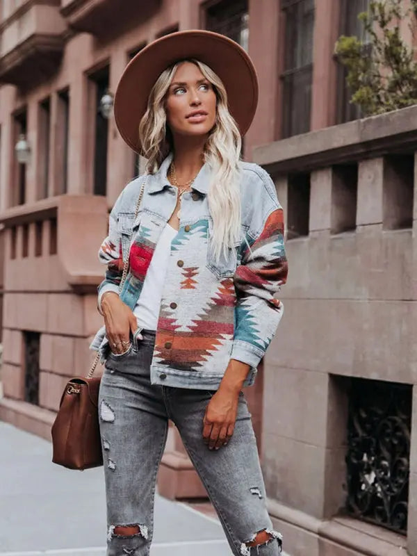 Blue Zone Planet | Retro loose lapel denim jacket BLUE ZONE PLANET