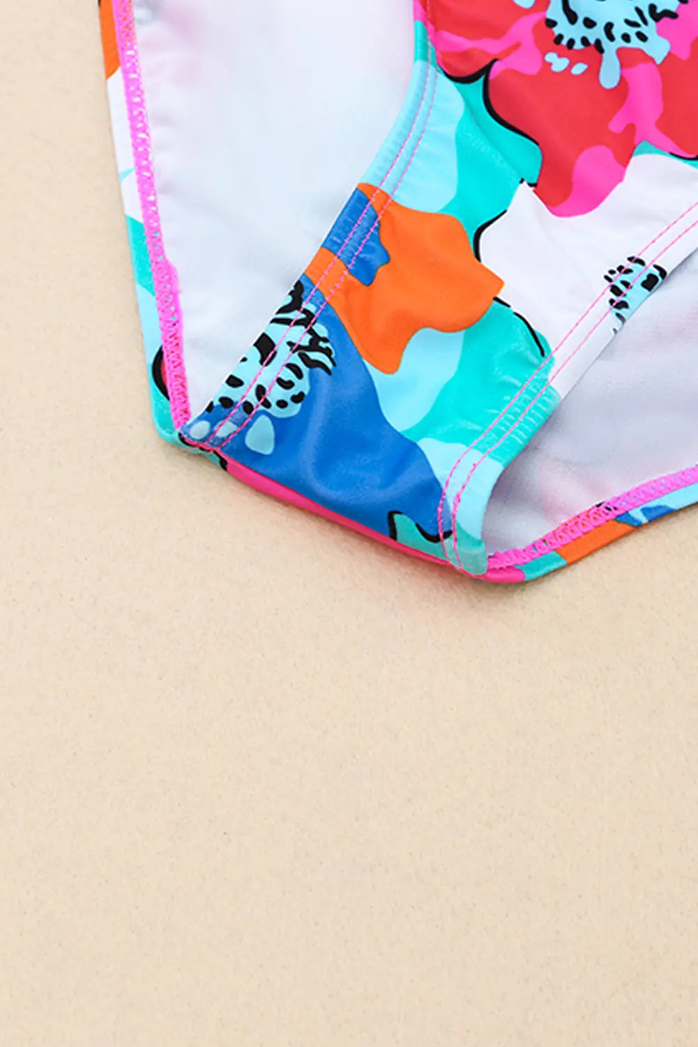Blue Zone Planet | Rose Red Floral Print High Waist Bikini Bottoms Blue Zone Planet