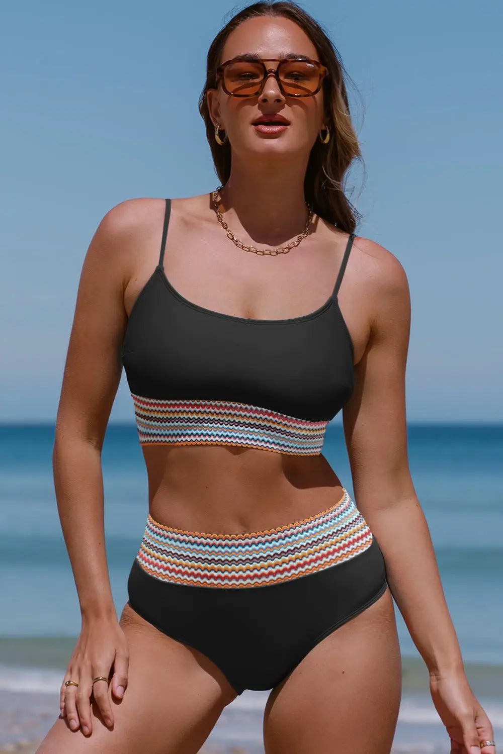 Blue Zone Planet | Scoop Neck Spaghetti Strap Two-Piece Swim Set BLUE ZONE PLANET