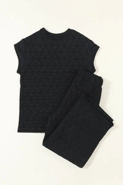 Blue Zone Planet | Short Sleeve Top and Pocketed Pants Lounge Set BLUE ZONE PLANET