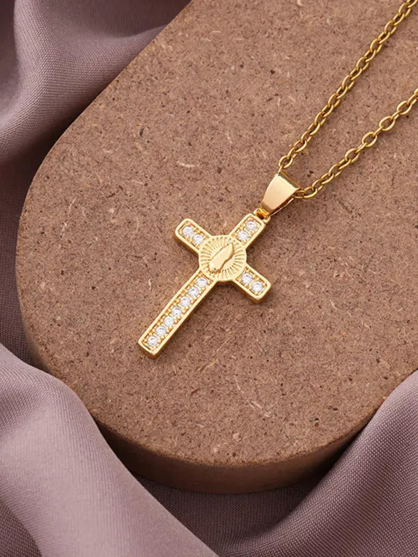Blue Zone Planet |  Simple Cross Zirconia Pendant Pendant Necklace BLUE ZONE PLANET