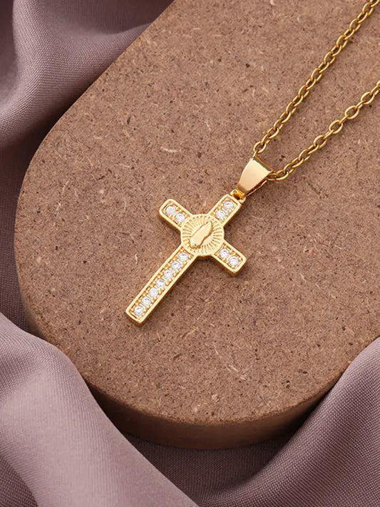 Blue Zone Planet |  Simple Cross Zirconia Pendant Pendant Necklace BLUE ZONE PLANET
