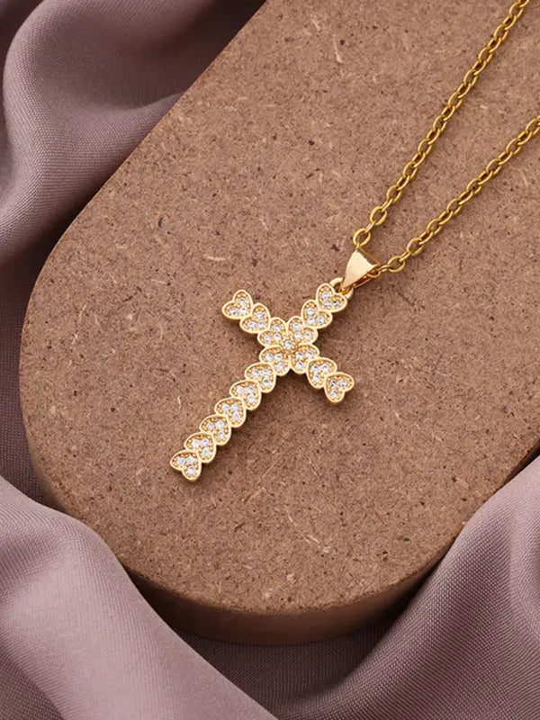 Blue Zone Planet |  Simple Cross Zirconia Pendant Pendant Necklace BLUE ZONE PLANET