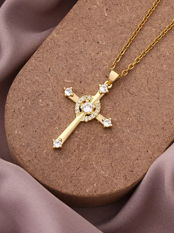 Blue Zone Planet |  Simple Cross Zirconia Pendant Pendant Necklace BLUE ZONE PLANET