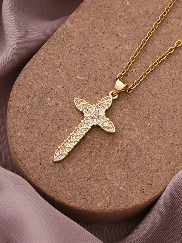 Blue Zone Planet |  Simple Cross Zirconia Pendant Pendant Necklace BLUE ZONE PLANET