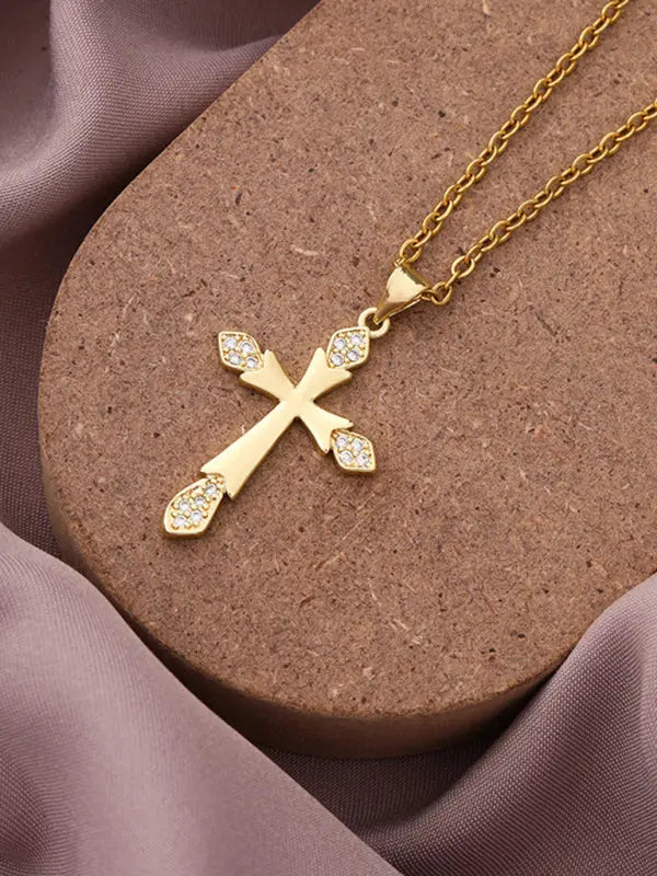 Blue Zone Planet |  Simple Cross Zirconia Pendant Pendant Necklace BLUE ZONE PLANET