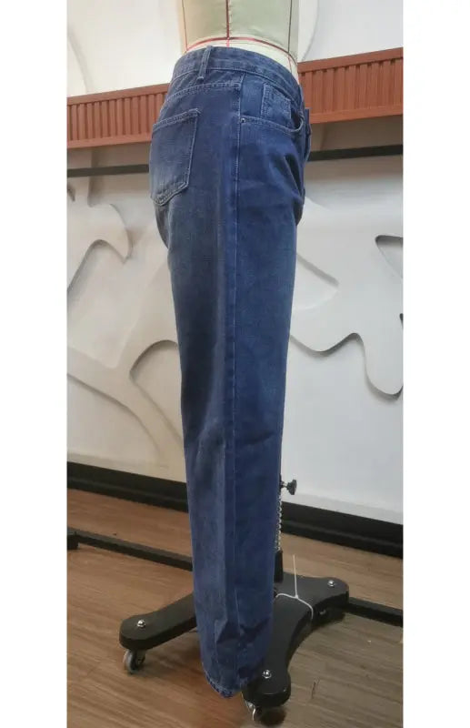 Blue Zone Planet | Skinny Straight Tube Washed Mid-Waist Jeans BLUE ZONE PLANET