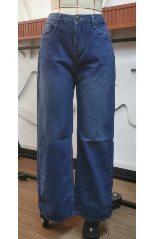 Blue Zone Planet | Skinny Straight Tube Washed Mid-Waist Jeans BLUE ZONE PLANET
