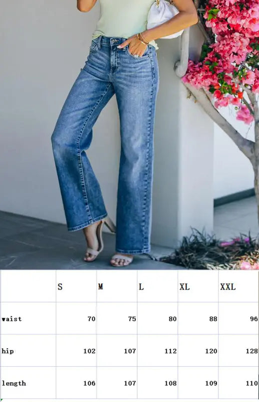 Blue Zone Planet | Skinny Straight Tube Washed Mid-Waist Jeans BLUE ZONE PLANET