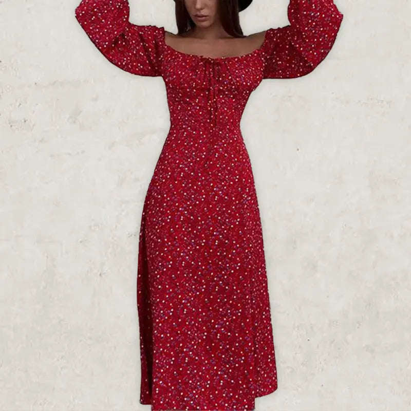 Blue Zone Planet | Spring Print French Floral Backless Slim Strap Slit Dress kakaclo