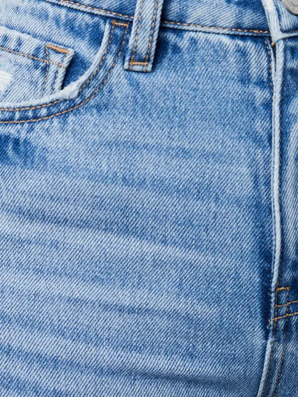 Blue Zone Planet | Tassel washed ripped wide leg jeans BLUE ZONE PLANET