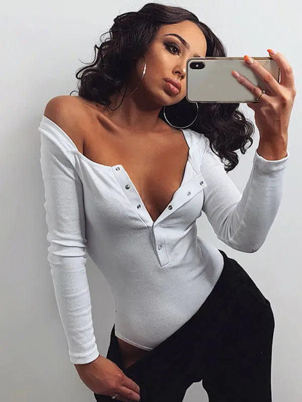 Blue Zone Planet | Tight Buttoned Long Sleeve bodysuit BLUE ZONE PLANET