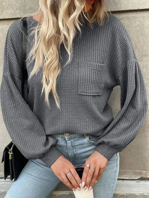 Blue Zone Planet | Top Long Sleeve Grey Open Back Cutout Knit Sweater BLUE ZONE PLANET