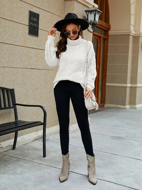 Blue Zone Planet | Turtleneck Twist Bell Sleeve Sweater BLUE ZONE PLANET