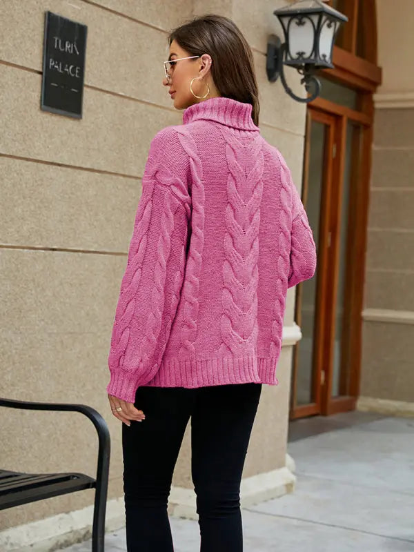 Blue Zone Planet | Turtleneck Twist Bell Sleeve Sweater BLUE ZONE PLANET