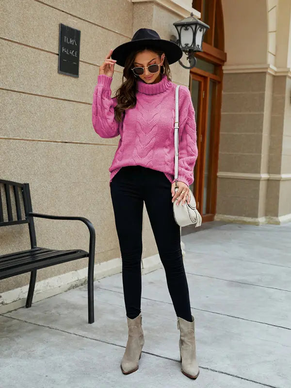Blue Zone Planet | Turtleneck Twist Bell Sleeve Sweater BLUE ZONE PLANET