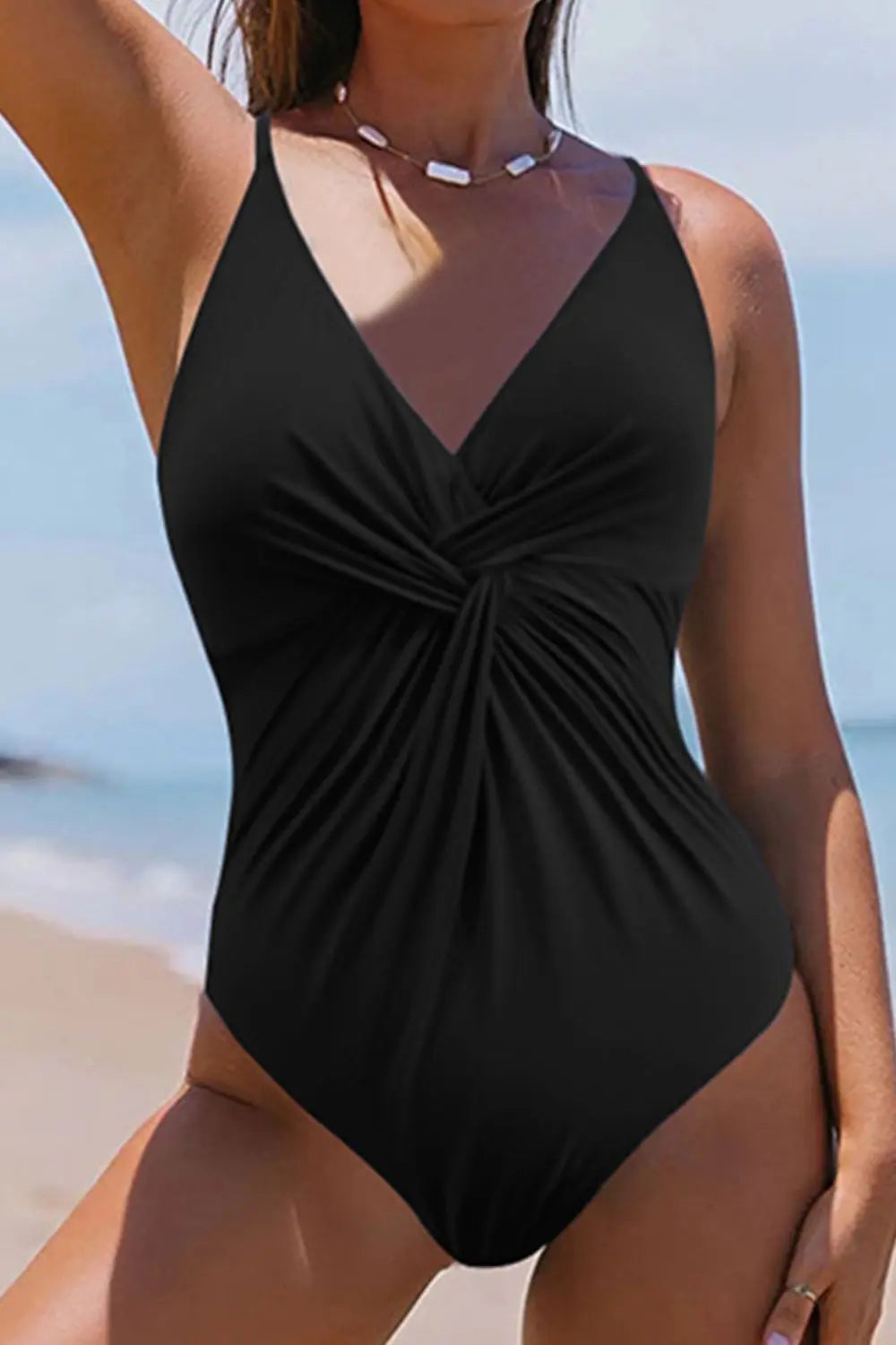 Blue Zone Planet | Twisted Crisscross V-Neck One-Piece Swimwear BLUE ZONE PLANET