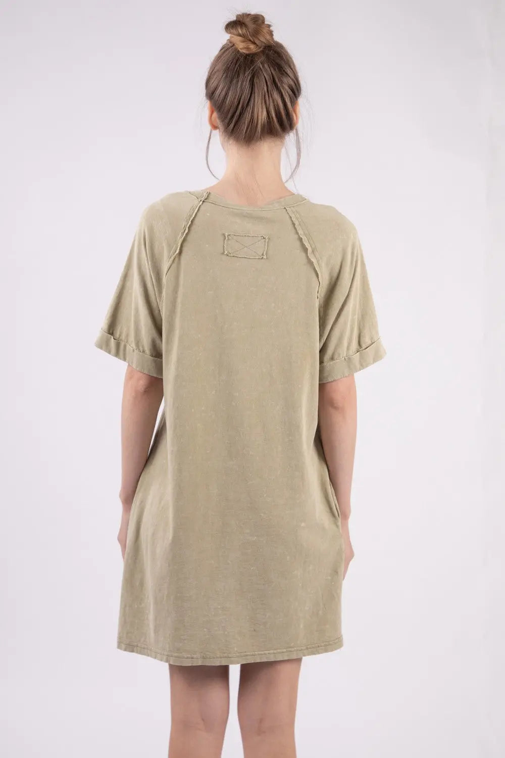 Blue Zone Planet | VERY J Washed Round Neck Mini Tee Dress BLUE ZONE PLANET