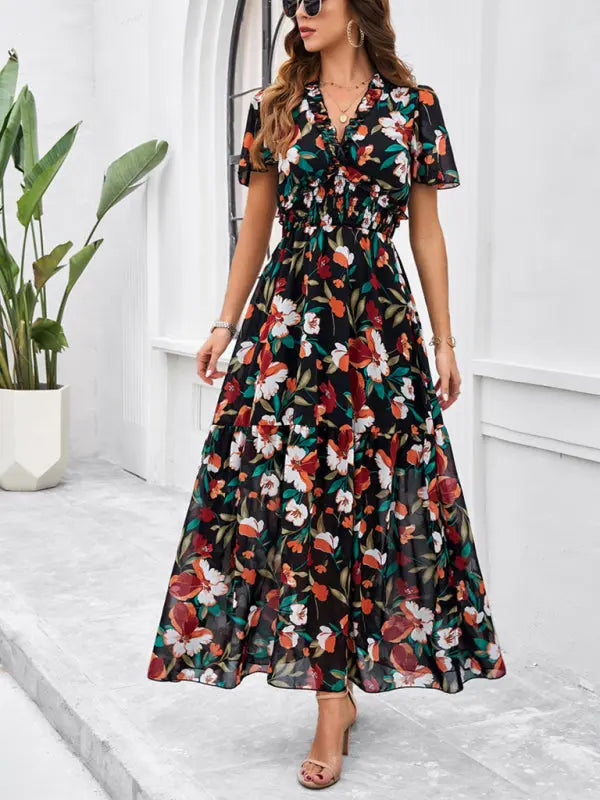 Blue Zone Planet | Vanessa's floral printed tiered maxi dress BLUE ZONE PLANET