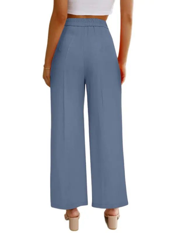 Blue Zone Planet | Wide Leg Dress Pants High Waist Button Down Trousers With Pockets BLUE ZONE PLANET