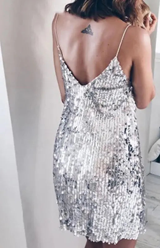 Blue Zone Planet | Women'S Casual Sequined V-Neck Slip Dress kakaclo