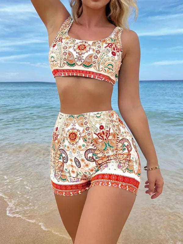 Blue Zone Planet | Women's Ethnic Print Two-Piece Swimsuit Set BLUE ZONE PLANET