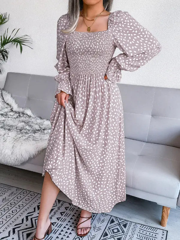 Blue Zone Planet | Women's Square Neck Long Sleeve holiday rayon dress kakaclo