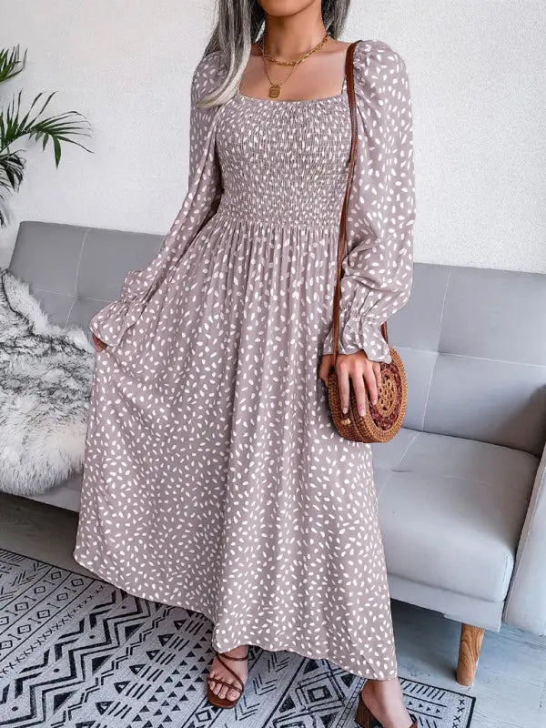 Blue Zone Planet | Women's Square Neck Long Sleeve holiday rayon dress kakaclo