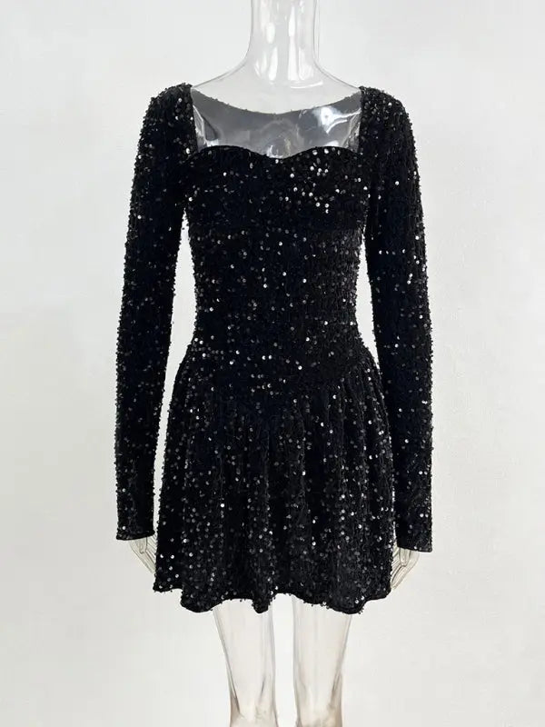 Blue Zone Planet | Women's new fashion sexy sequined long-sleeved dress kakaclo