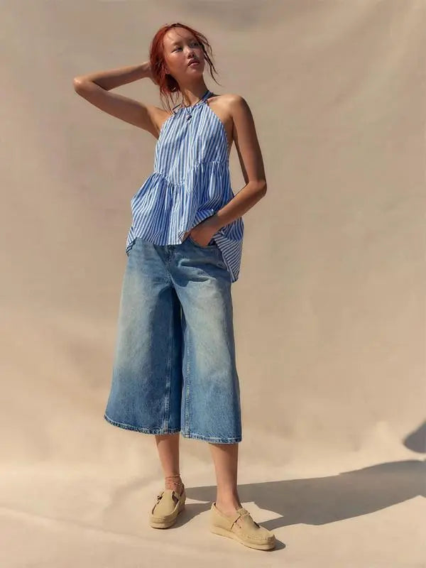 Blue Zone Planet | Y2K striped strappy backless hot top BLUE ZONE PLANET