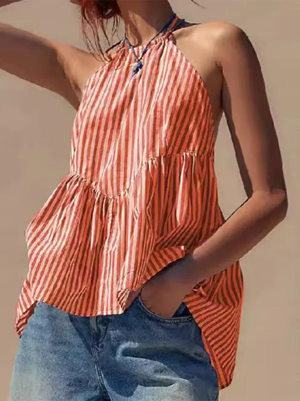 Blue Zone Planet | Y2K striped strappy backless hot top BLUE ZONE PLANET