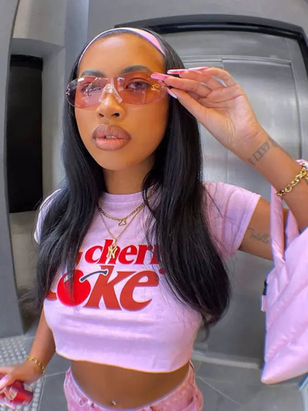 Blue Zone Planet | Y2K sweet slim fit printed fun retro graphic printed T-shirt BLUE ZONE PLANET