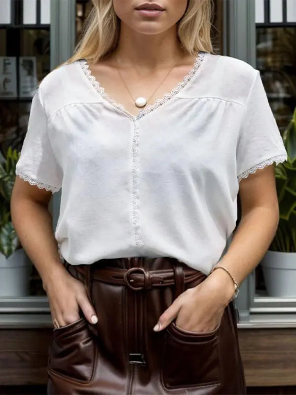 Blue Zone Planet | able lace patchwork white shirt BLUE ZONE PLANET