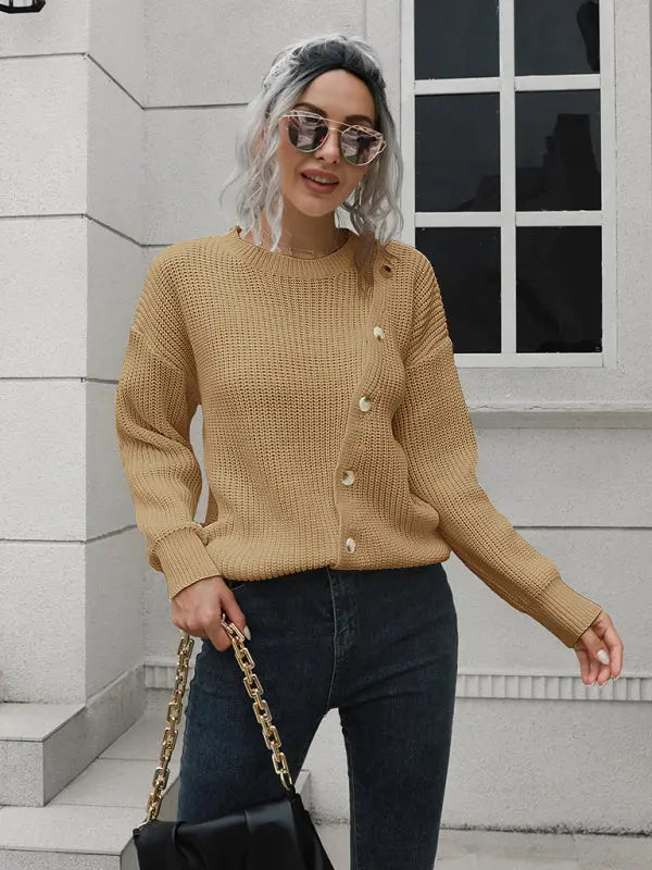 Blue Zone Planet | button loose long sleeve sweater BLUE ZONE PLANET