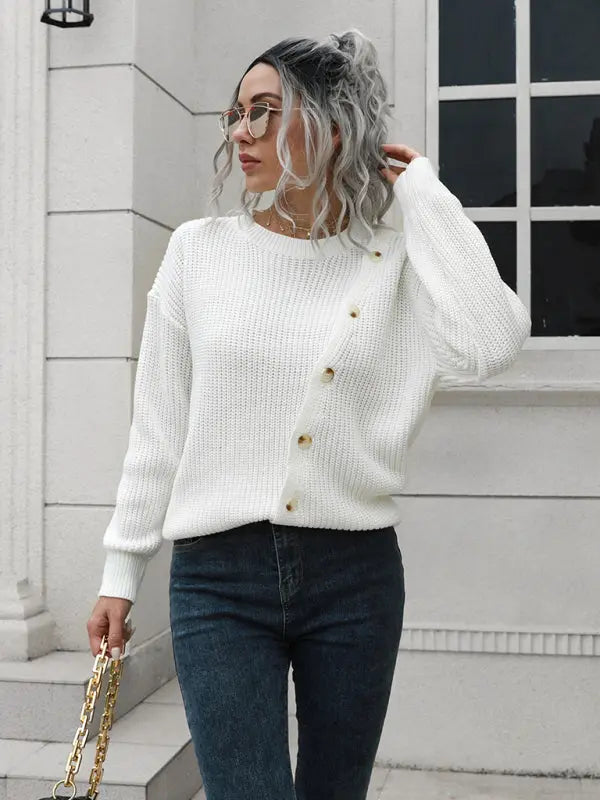 Blue Zone Planet | button loose long sleeve sweater BLUE ZONE PLANET