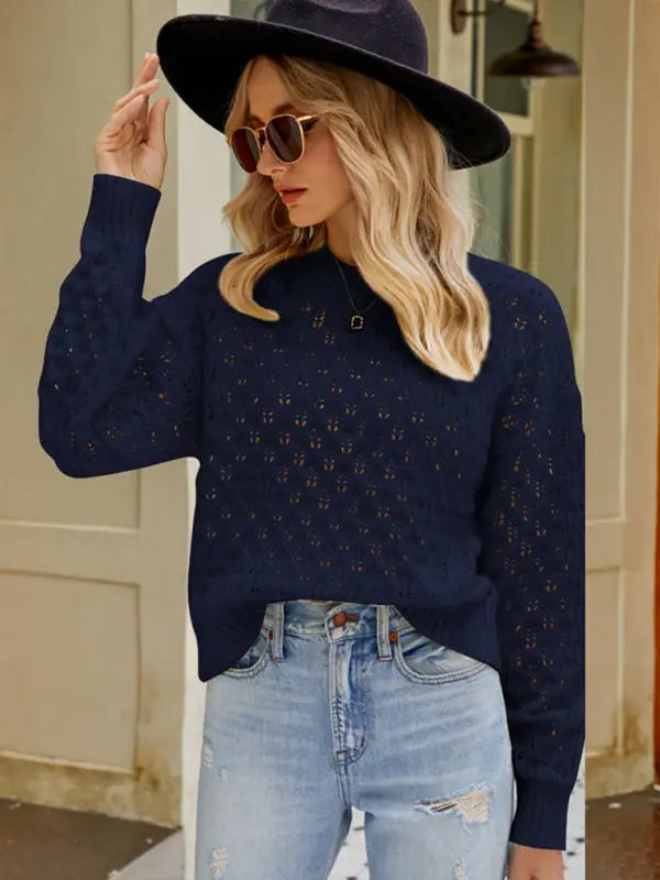 Blue Zone Planet | design loose round neck pullover sweater BLUE ZONE PLANET