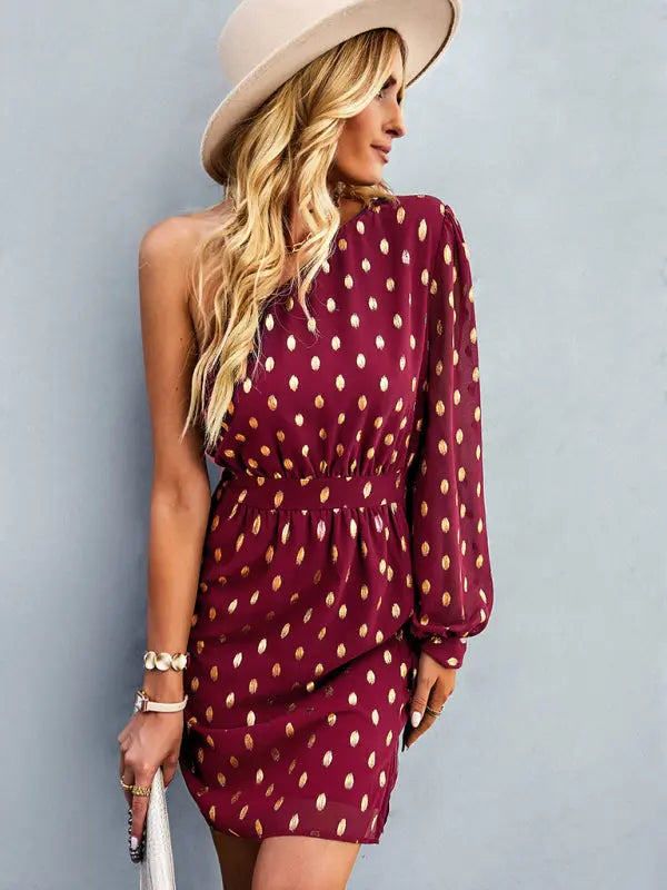 Blue Zone Planet | diagonal shoulder noble A-line dress BLUE ZONE PLANET