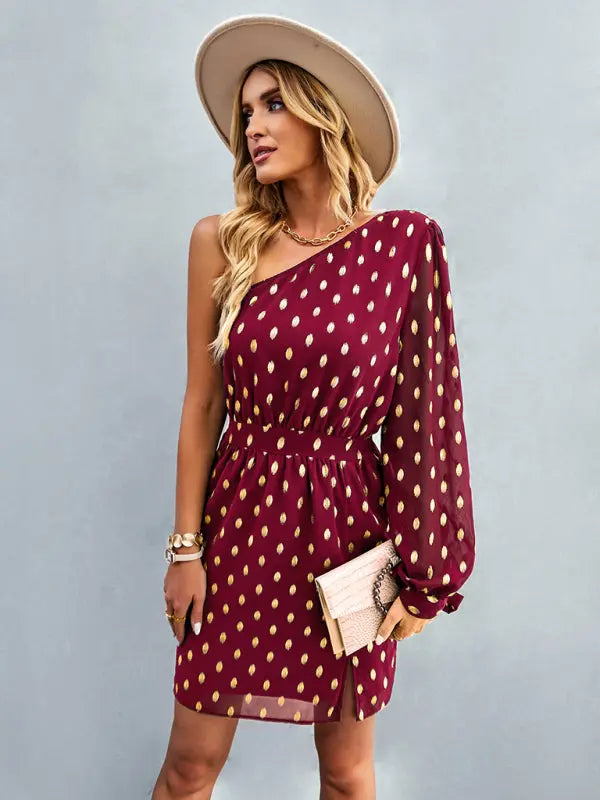Blue Zone Planet | diagonal shoulder noble A-line dress BLUE ZONE PLANET