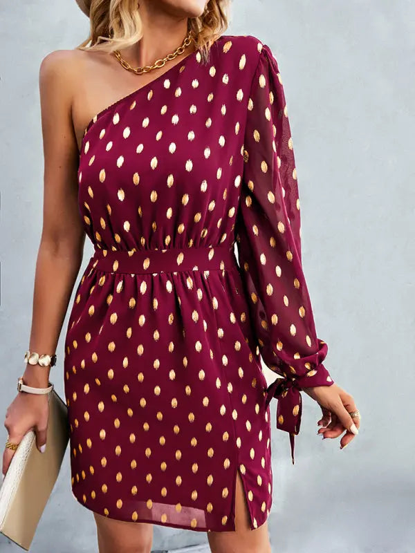 Blue Zone Planet | diagonal shoulder noble A-line dress BLUE ZONE PLANET