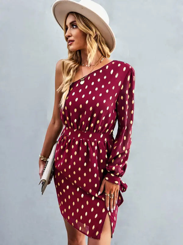 Blue Zone Planet | diagonal shoulder noble A-line dress BLUE ZONE PLANET