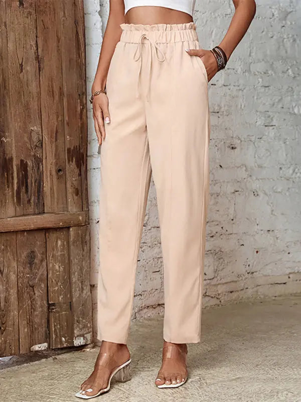 Blue Zone Planet | high waist solid color commuter style cropped elastic pencil pants BLUE ZONE PLANET