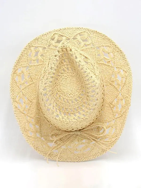 Blue Zone Planet | hollow cowboy hat, hand-knitted straw hat, jazz hat with raised brim BLUE ZONE PLANET
