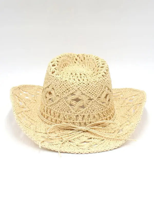 Blue Zone Planet | hollow cowboy hat, hand-knitted straw hat, jazz hat with raised brim BLUE ZONE PLANET