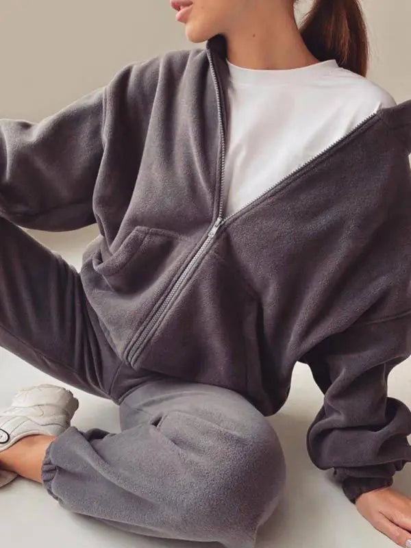 Blue Zone Planet | hooded sweatshirt sports suit two piece set BLUE ZONE PLANET