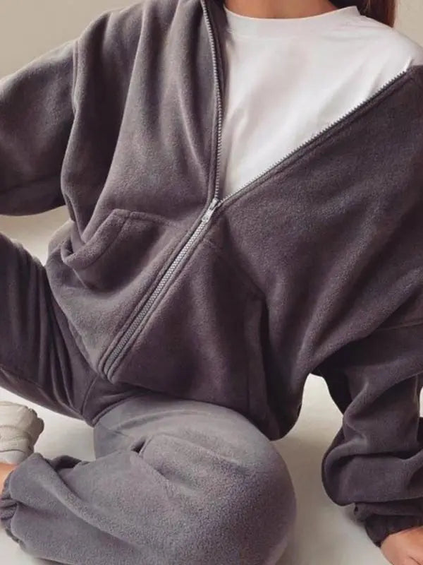 Blue Zone Planet | hooded sweatshirt sports suit two piece set BLUE ZONE PLANET