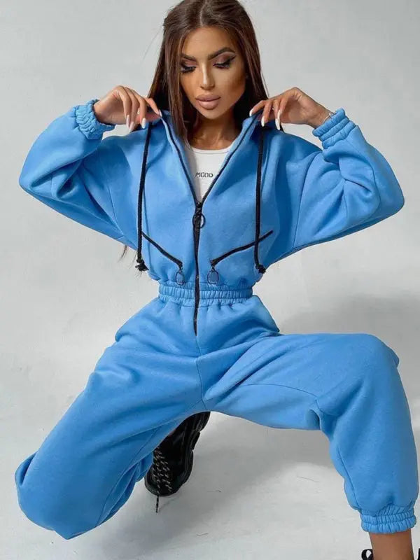 Blue Zone Planet | hooded sweatshirt sports suit two piece set BLUE ZONE PLANET