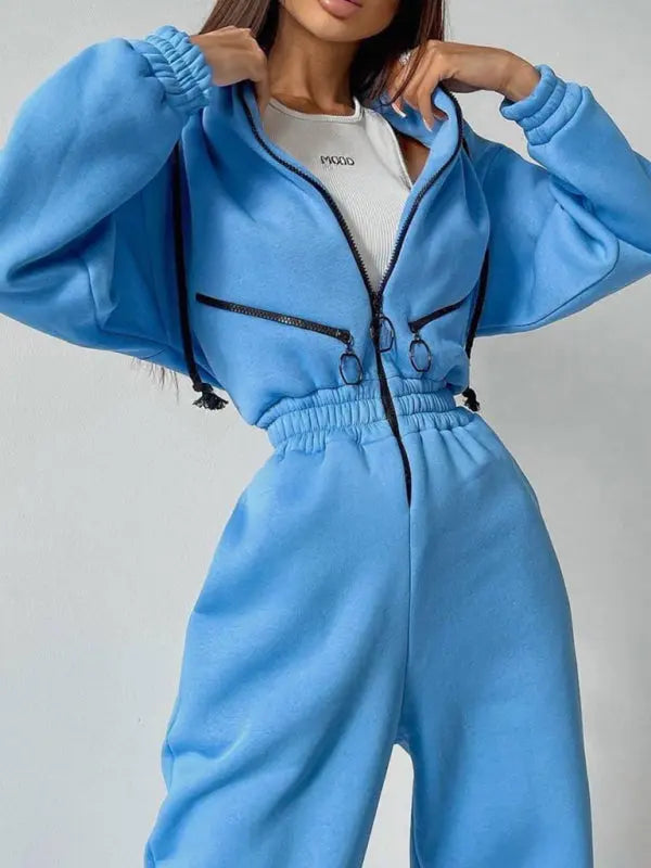 Blue Zone Planet | hooded sweatshirt sports suit two piece set BLUE ZONE PLANET