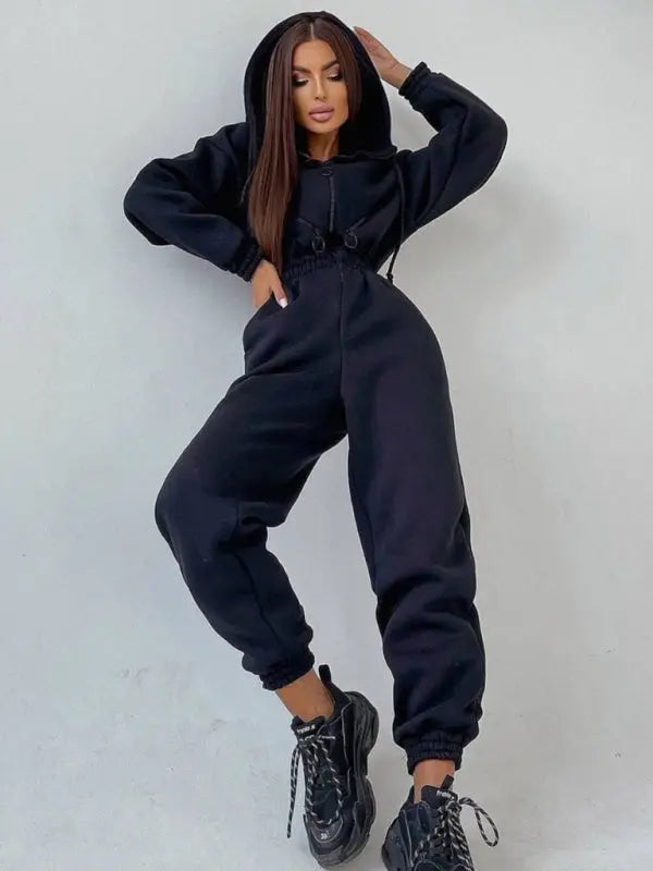 Blue Zone Planet | hooded sweatshirt sports suit two piece set BLUE ZONE PLANET